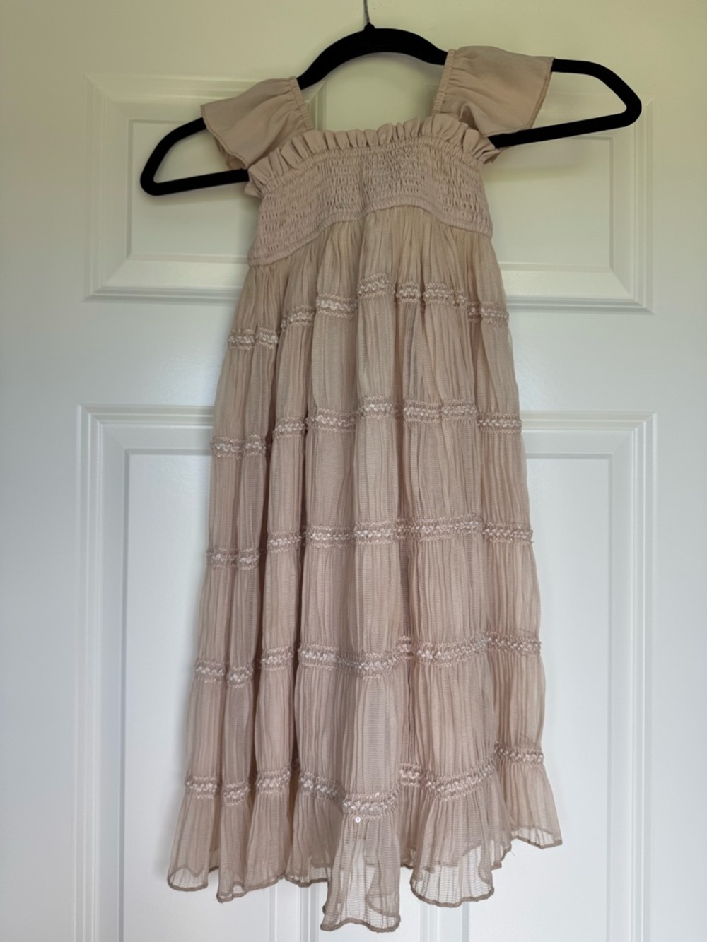 Girls' Blush Pink Smocked Formal Dress